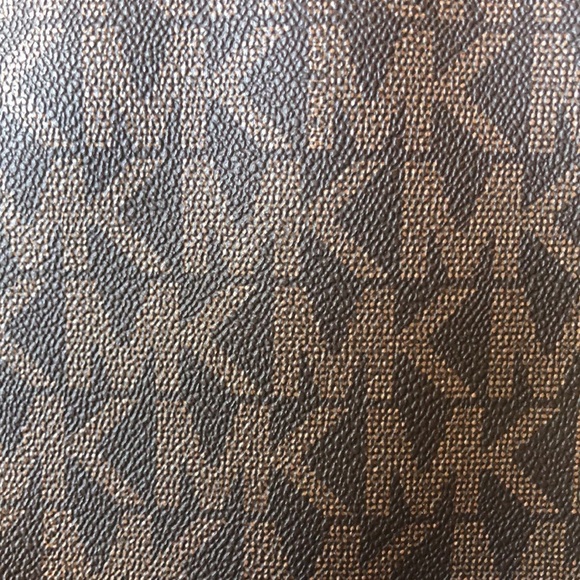 NWOT Michael Kors large logo brown and tan bag gold chain handles  10x15x5 - Picture 8 of 8